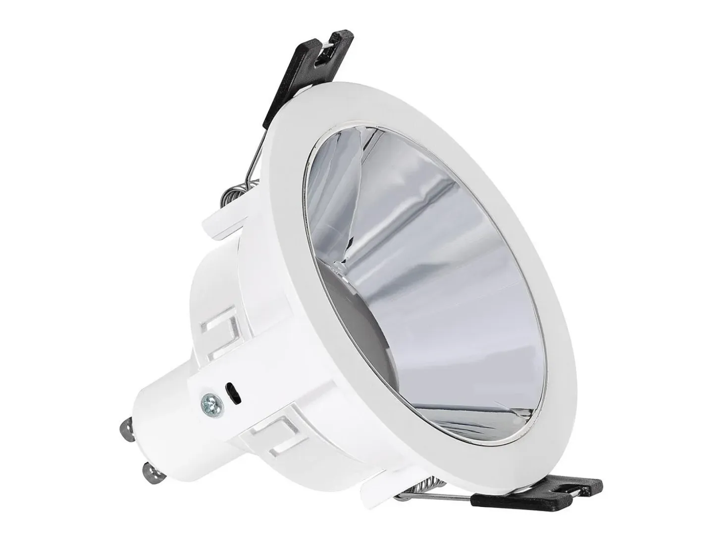 Foco Downlight Cónico GU10 6W Corte Ø 75 mm PC Galvanizado No Flicker 6500K Plateado Blanco Frío