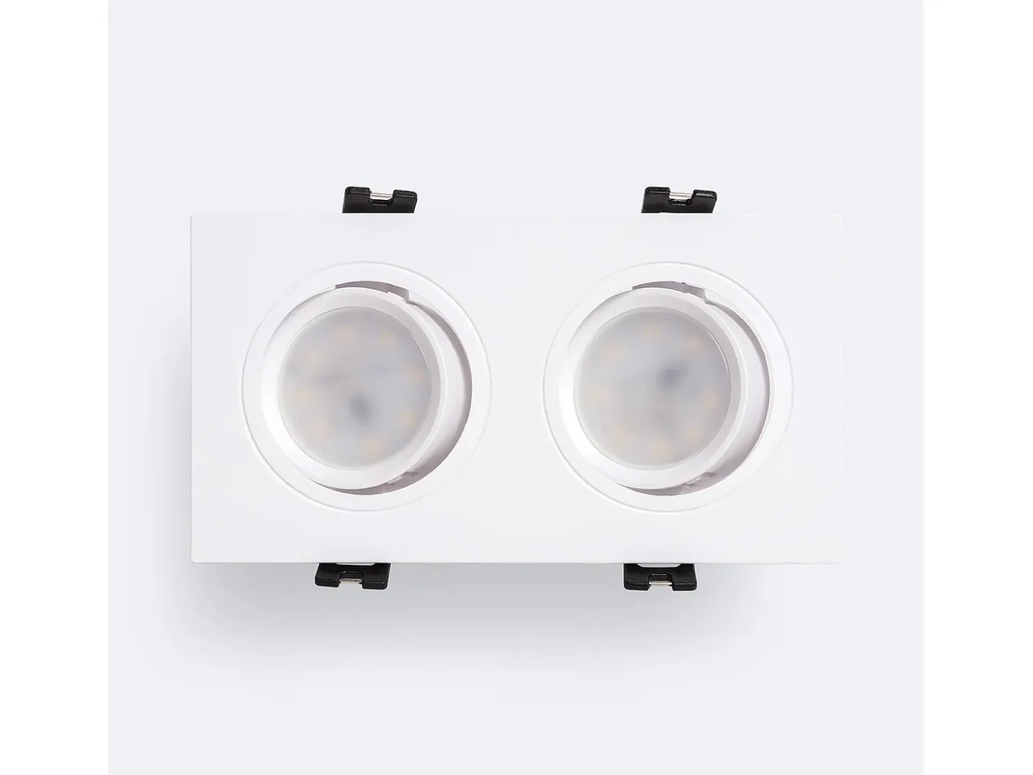 Foco Downlight Cuadrado Basculante GU10 6W Corte 75x150 mm PC No Flicker 3000K Blanco Blanco Cálido