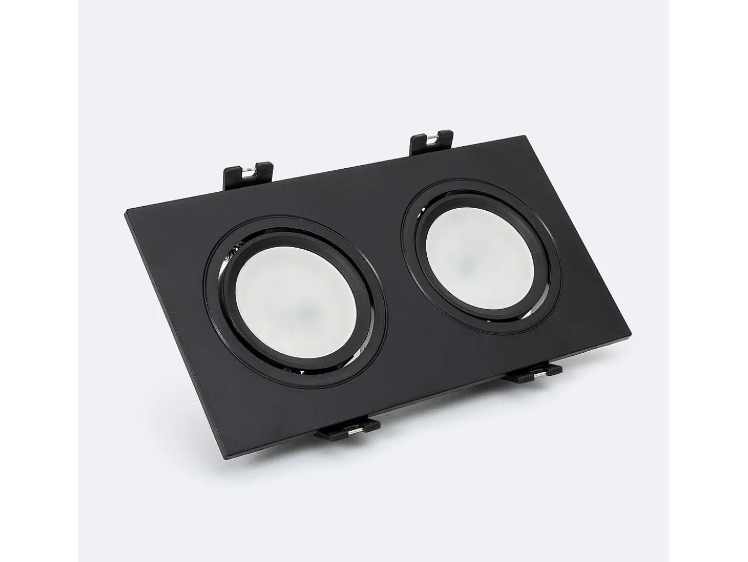 Foco Downlight Cuadrado Basculante GU10 6W Corte 75x150 mm PC No Flicker 3000K Negro Blanco Cálido