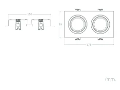 Foco Downlight Cuadrado Basculante GU10 6W Corte 75x150 mm PC No Flicker 3000K Blanco / Negro Blanco Cálido