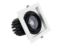 Foco Downlight LED 18W COB Direccionable 360º Cuadrado Corte 125x125 mm CRI90 Expert Color No Flicker No Flicker 3000K Blanco Cálido