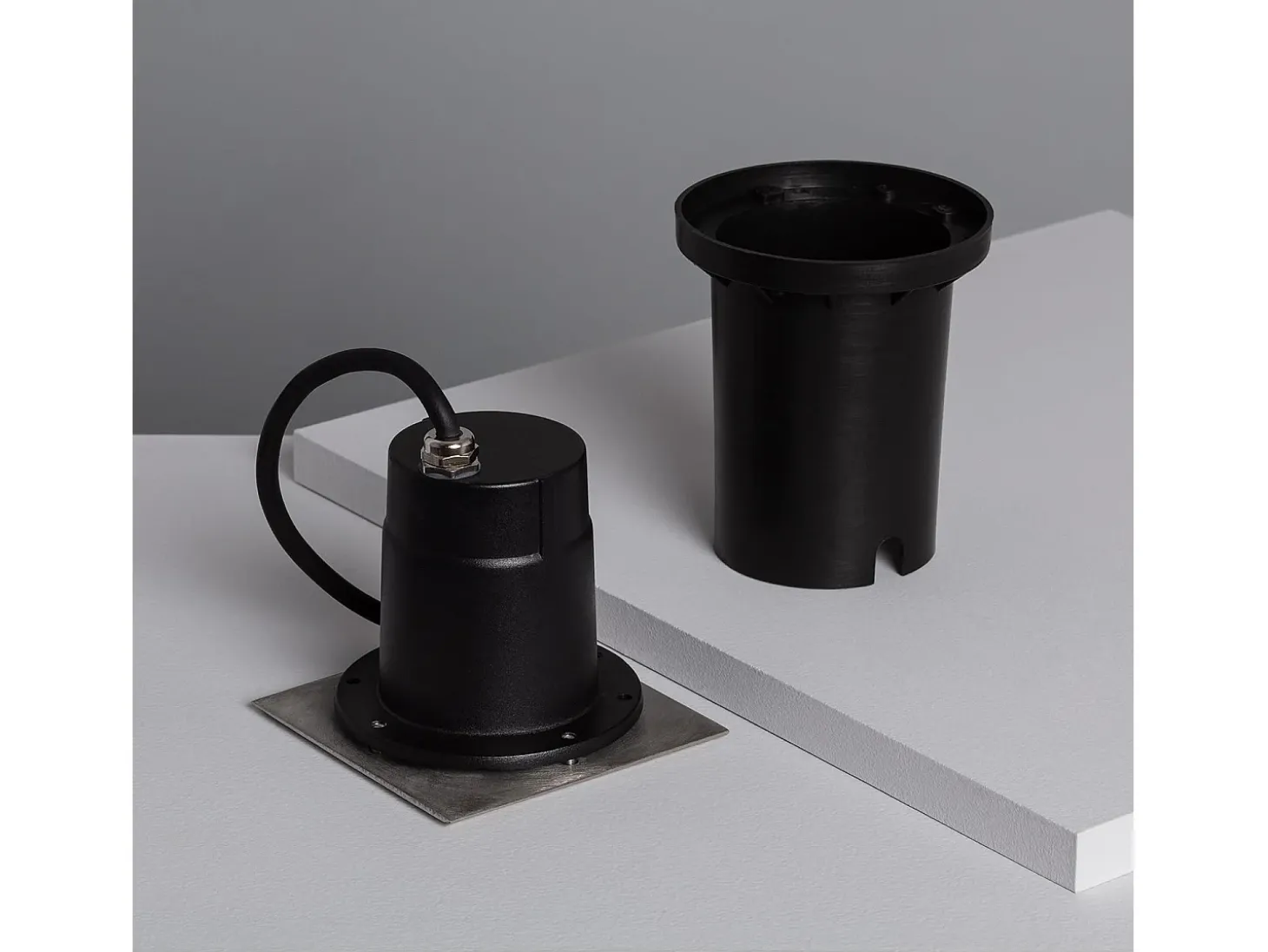Foco Exterior Empotrable Suelo Cuadrado Inox GU10 Cenit Plateado