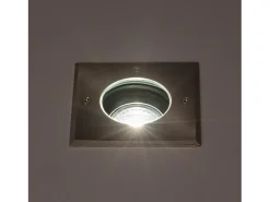 Foco Exterior Empotrable Suelo Cuadrado Inox GU10 Cenit Plateado