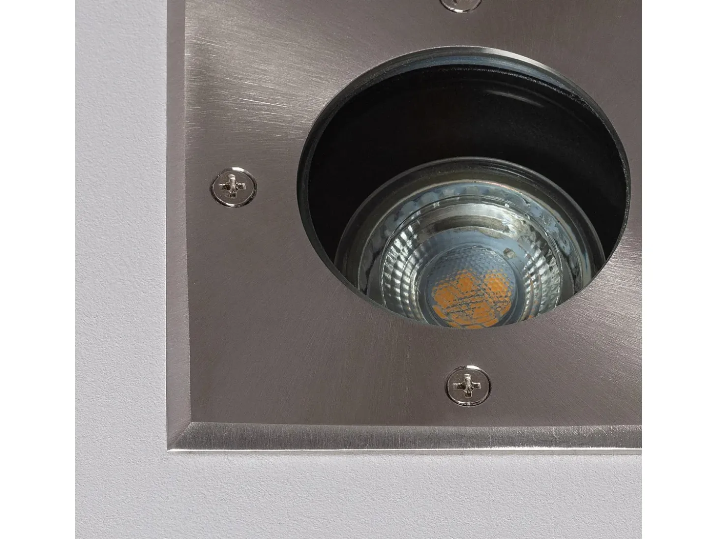Foco Exterior Empotrable Suelo Cuadrado Inox GU10 Cenit Plateado