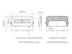 Foco LED para exterior Beneito & Faure Polaris 100W CCT IP65 120° - 3000K/4000K/5000K - Blanco mate