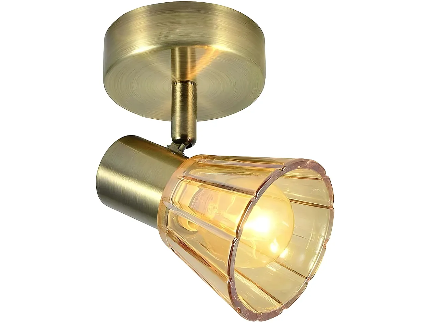 Foco Para Baño Con Tulipa De Cristal Ambar Modelo Cooper