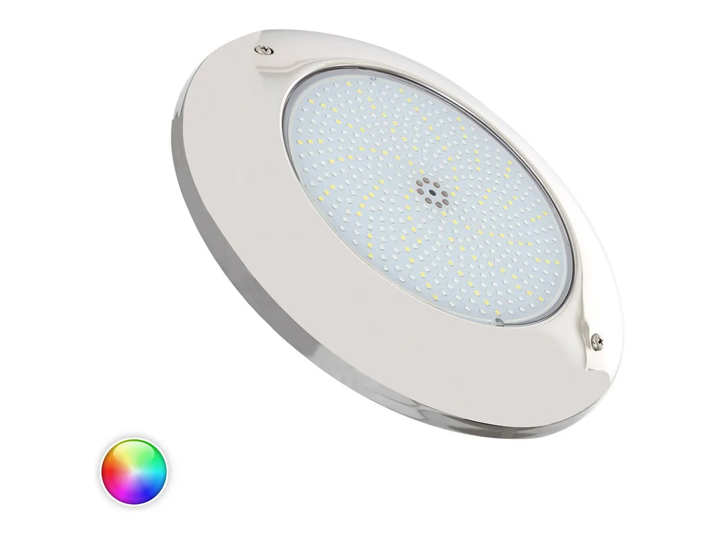 Foco Piscina Superficie LED RGBW Sumergible 12V DC IP68 Acero Inoxidable 35W No RGBW