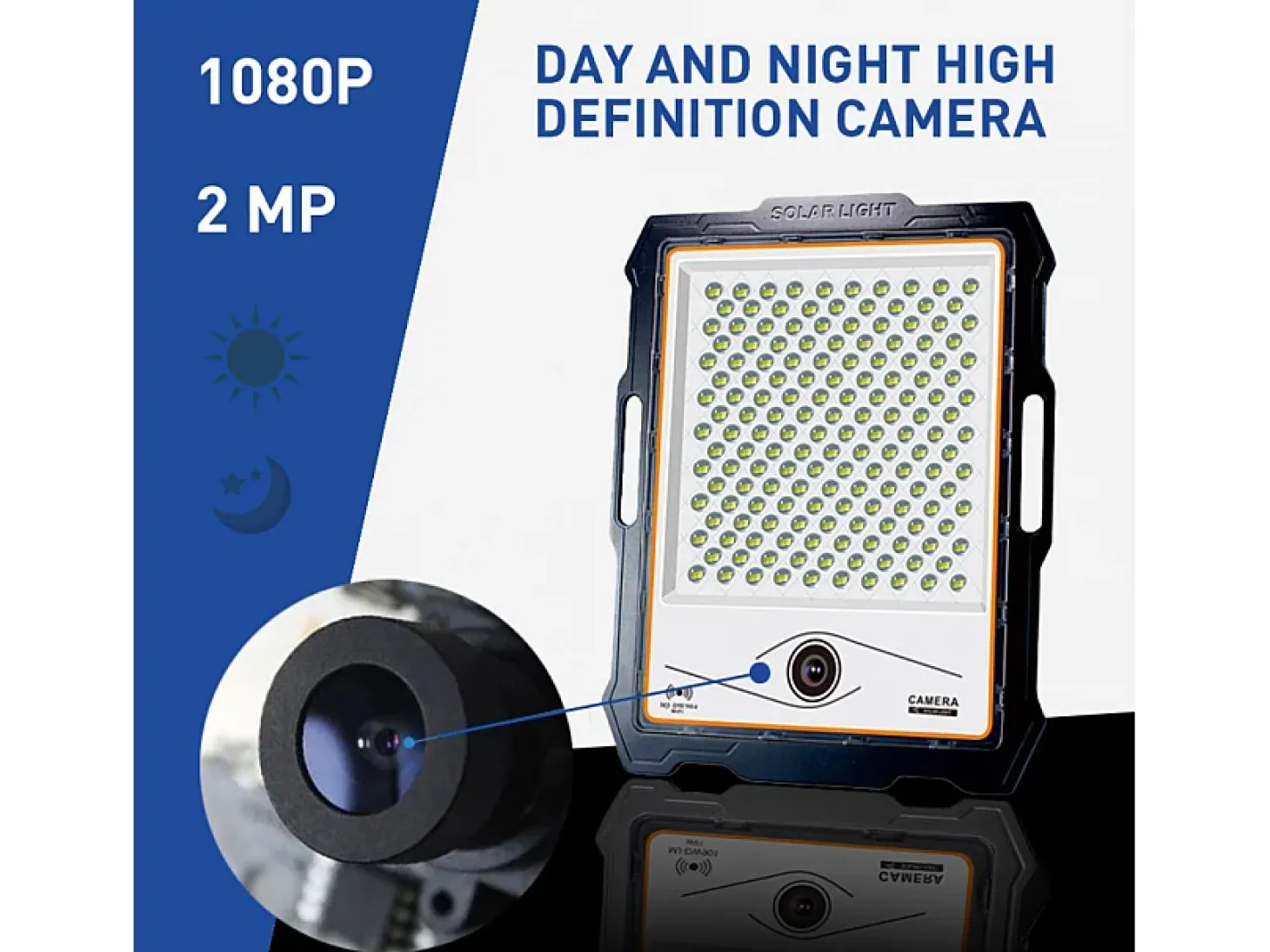 Foco solar LED con cámara wi-fi de 400W, panel solar de 4000 lúmenes Conspicio XL