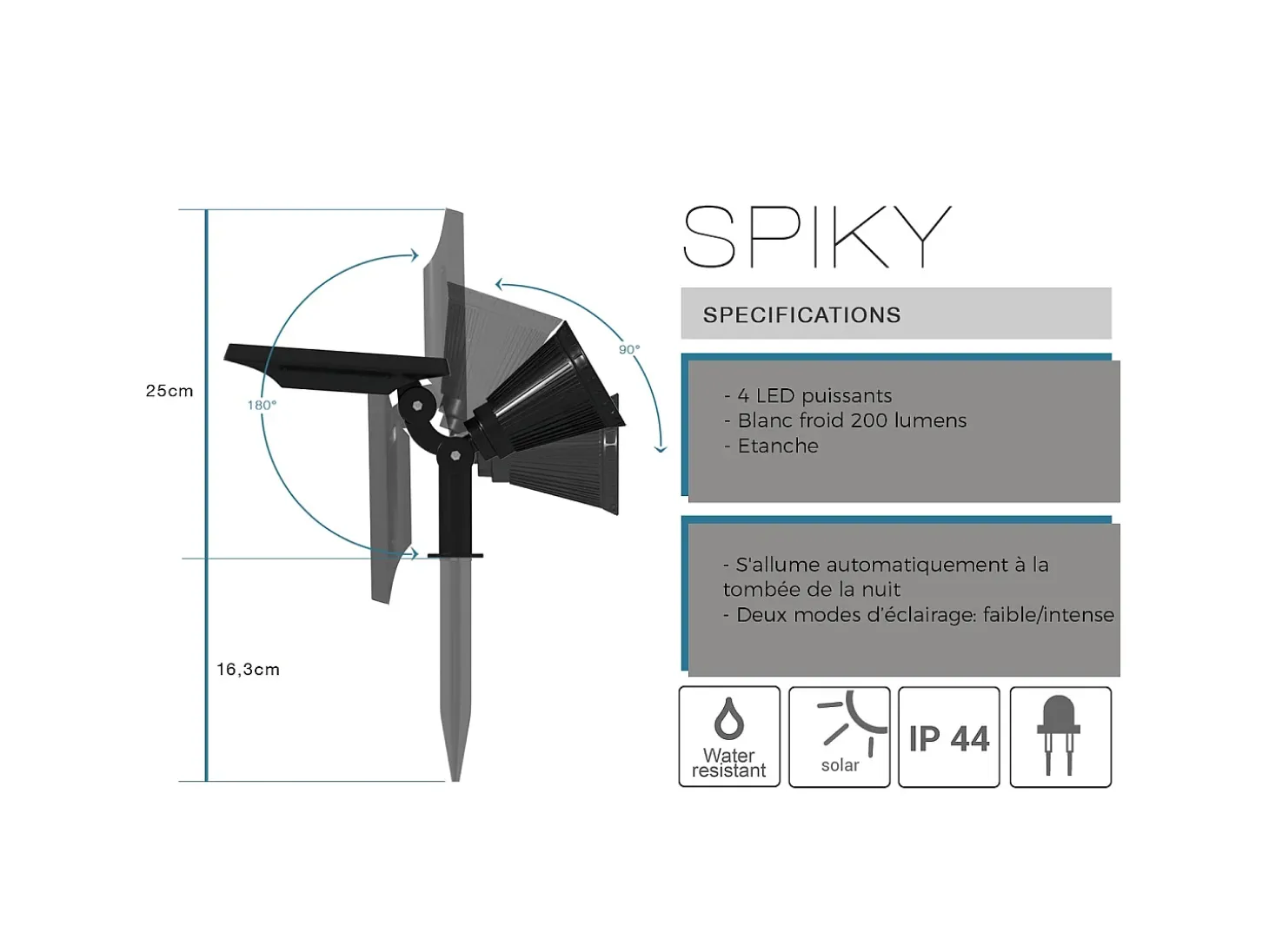 Foco solar 200LM SPIKY