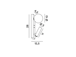 Fog - Aplique de pared con USB y USB-C, LED 3W + G9, Esfera blanca, 3000K, Cuerpo orientable, Difusor de cristal - Perenz - Gris