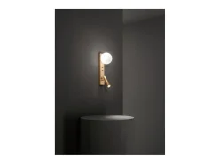 Fog - Aplique de pared con USB y USB-C, LED 3W + G9, Esfera blanca, 3000K, Cuerpo orientable, Difusor de cristal - Perenz - Dorado