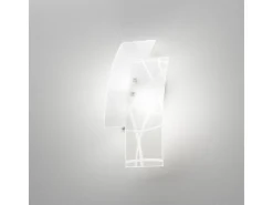 Frida - Aplique de 2 luces E14 de cristal blanco satinado - Estructura cromada, diseño elegante, IP20, máx 2x42W, bombillas excluidas, ancho 46cm
