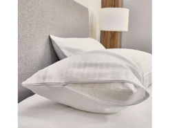Funda almohada algodón antiencogimiento 90x40 cm con cremallera blanca