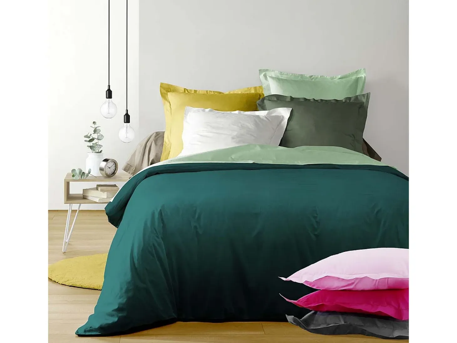 Funda de Almohada Blanca "Lina" 63x63cm con Volante Plano 100% Algodón Oeko-Tex