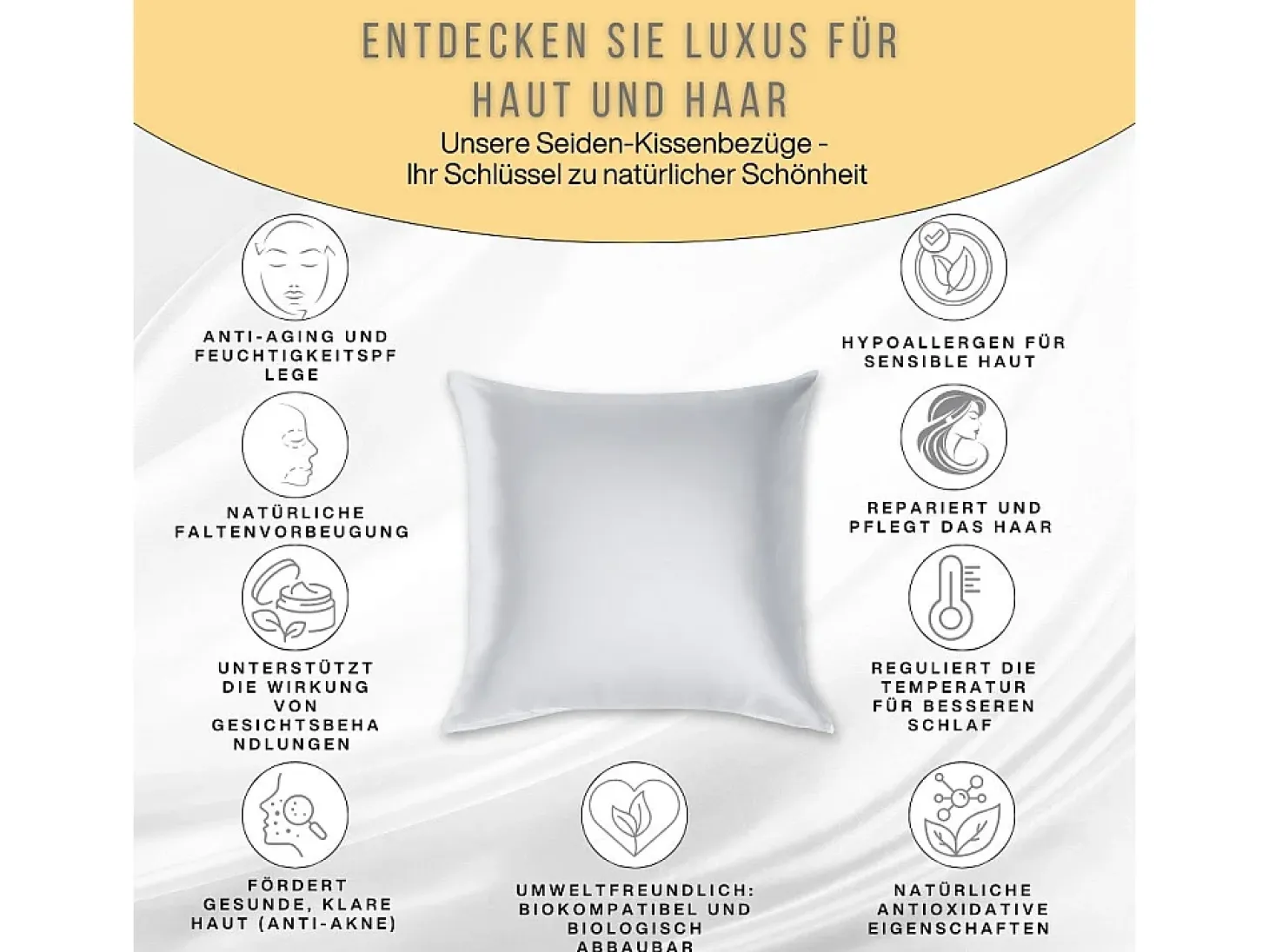 Funda de Almohada en Pura Seda de Morera 70x50 INPHYSIO