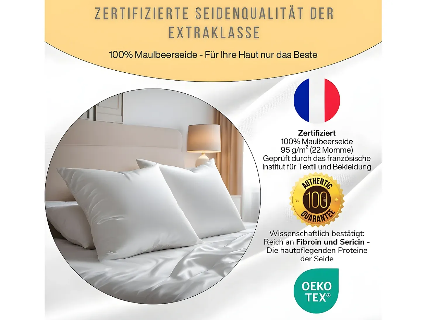 Funda de Almohada en Pura Seda de Morera 65x65 INPHYSIO