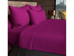 Funda de almohada rectangular US 50x75 cm en algodón liso 57 hilos SOLEIL D'OCRE grosella negra