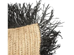 Funda De Cojín De Rafia - Negro Natural - 40x40