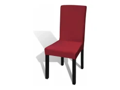 Funda de silla elástica recta 4 unidades burdeos ES521501