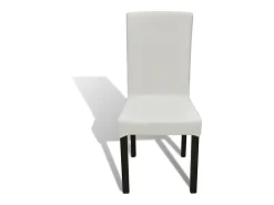 Funda de silla elástica recta 4 unidades crema ES460608