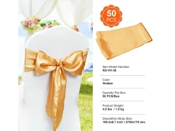 Funda de Silla SucceBuy 50 uds., Dorado, Funda de Silla y Cinturón de Silla Extensible