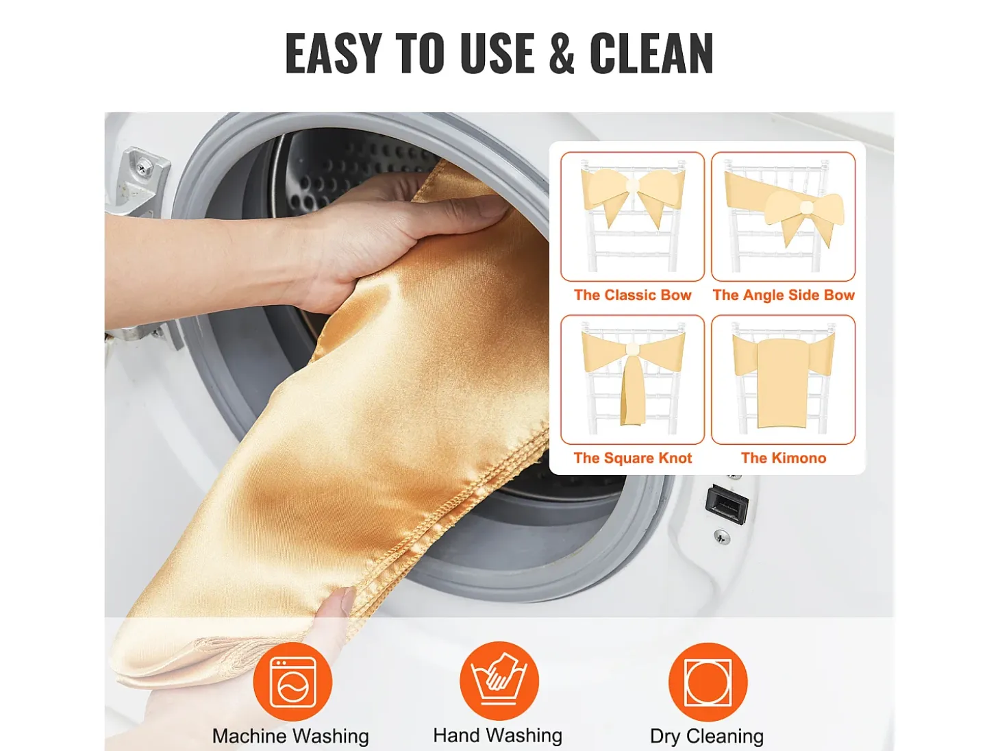 Funda de Silla SucceBuy 50 uds., Dorado, Funda de Silla y Cinturón de Silla Extensible