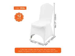 Funda de Silla SucceBuy 12 uds., Blanco, de Sillas Plegables Blancas para Matrimonio, Vacaciones, Banquete