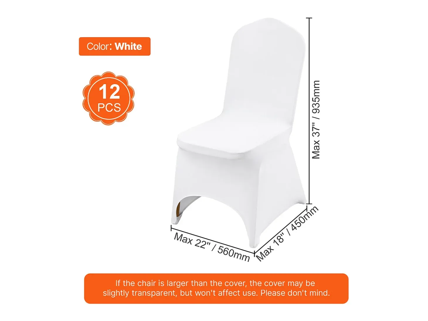 Funda de Silla SucceBuy 12 uds., Blanco, de Sillas Plegables Blancas para Matrimonio, Vacaciones, Banquete