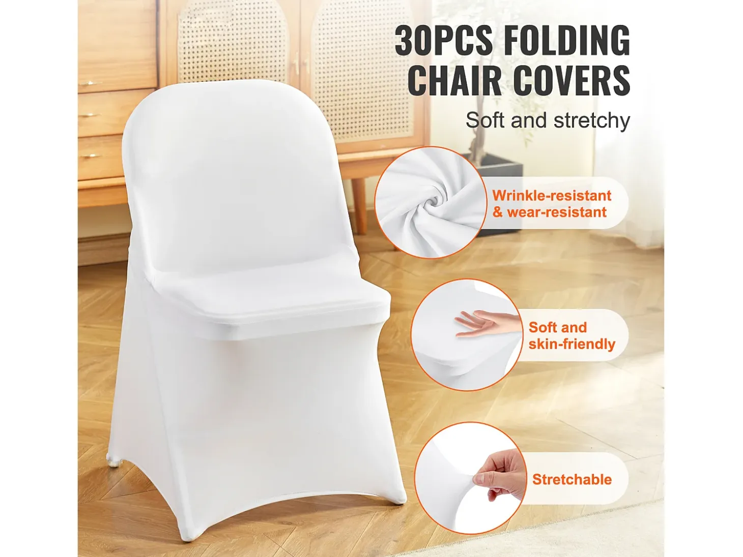 Funda de Silla SucceBuy 30 Piezas, Blanco, para la Decoración de Matrimonios y Fiestas