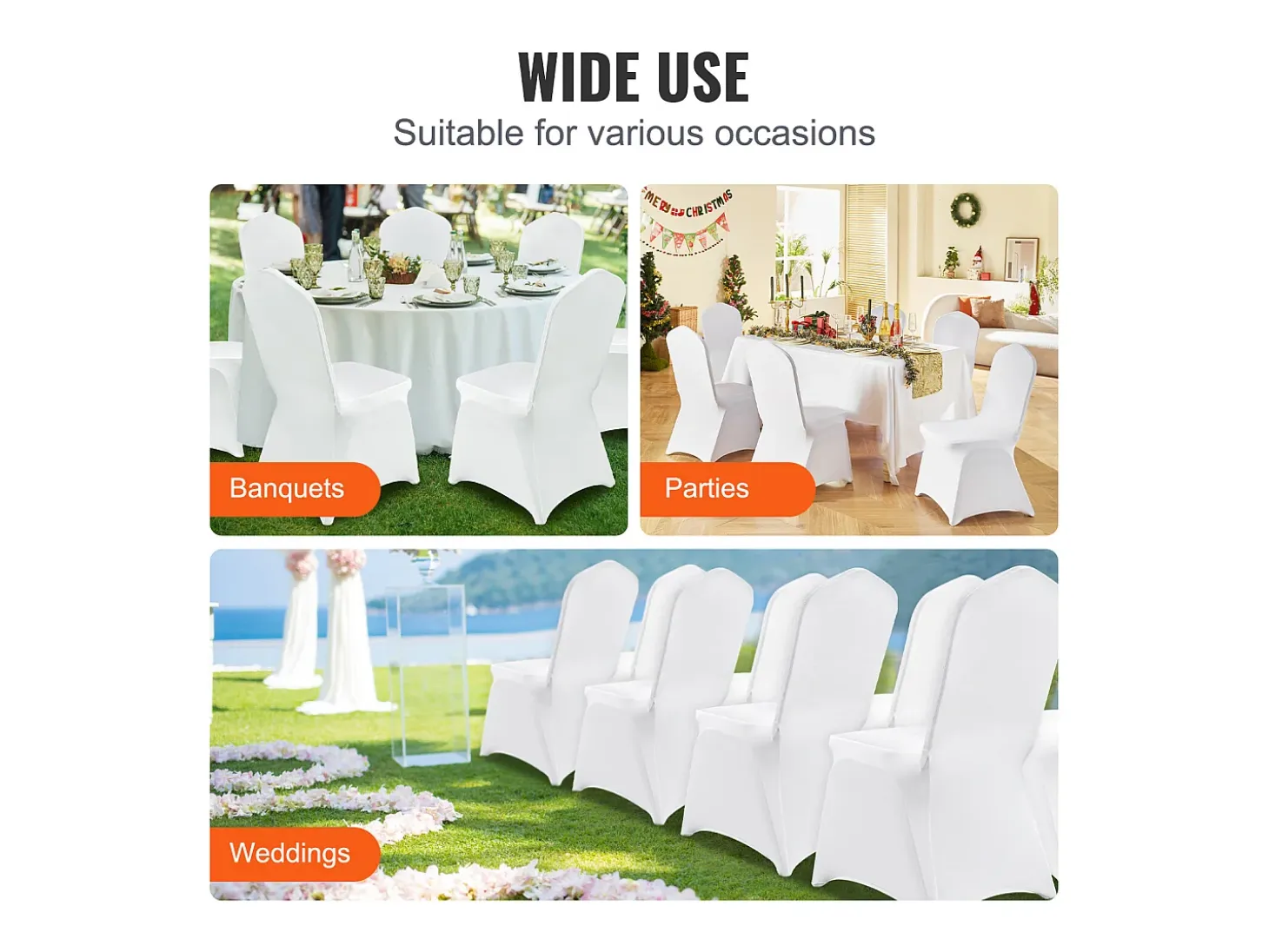 Funda de Silla SucceBuy 30 uds., Blanco, de Sillas Plegables para Momentos Especiales
