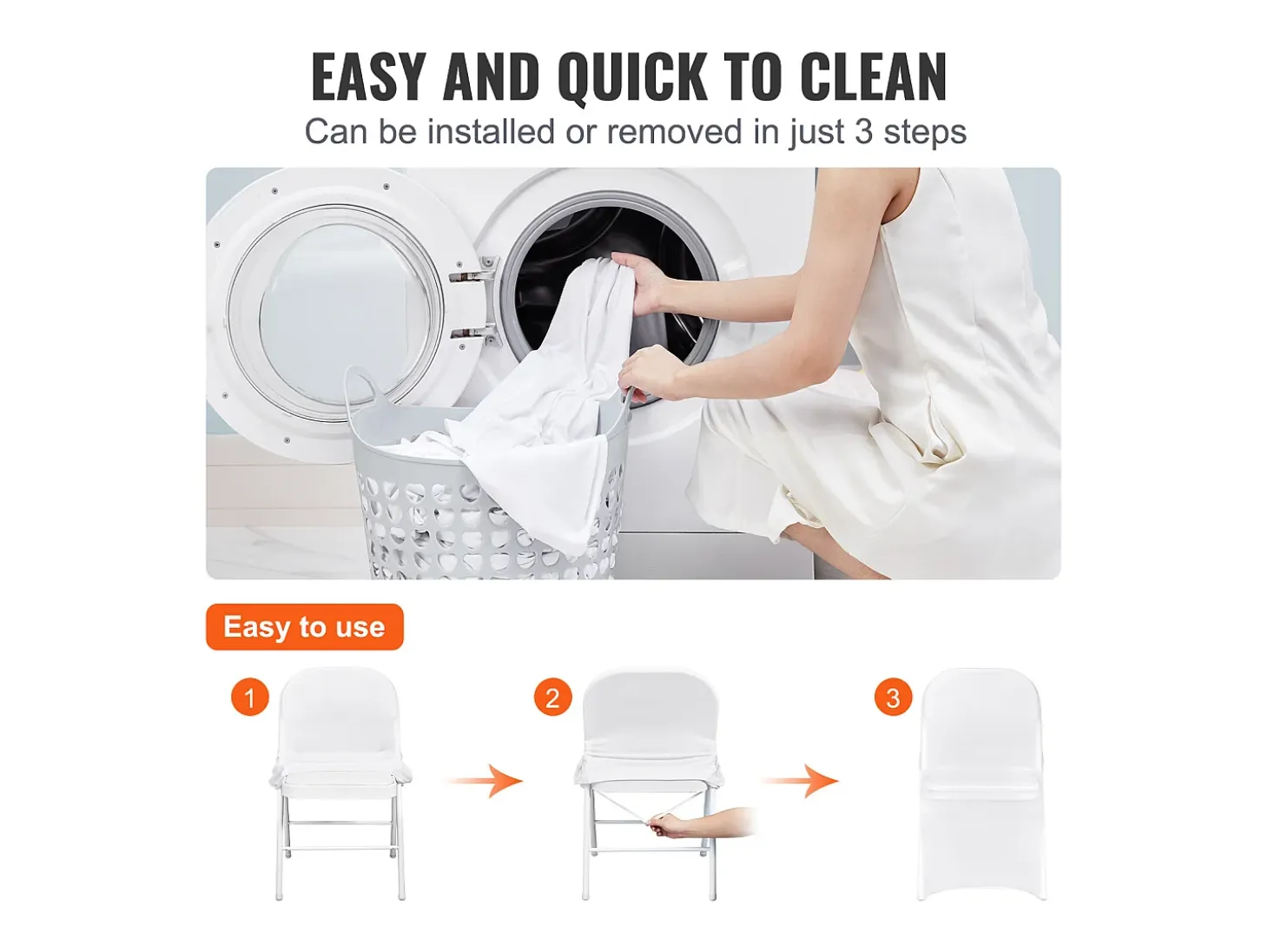 Funda de Silla SucceBuy 50 Piezas, Blanco, de Sillas Plegables en Elastano Extensible para Matrimonio