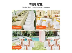 Funda de Silla SucceBuy 12 Piezas, Blanco, Fundas de Sillas Plegables en Elastano Extensible para Matrimonio y Fiesta