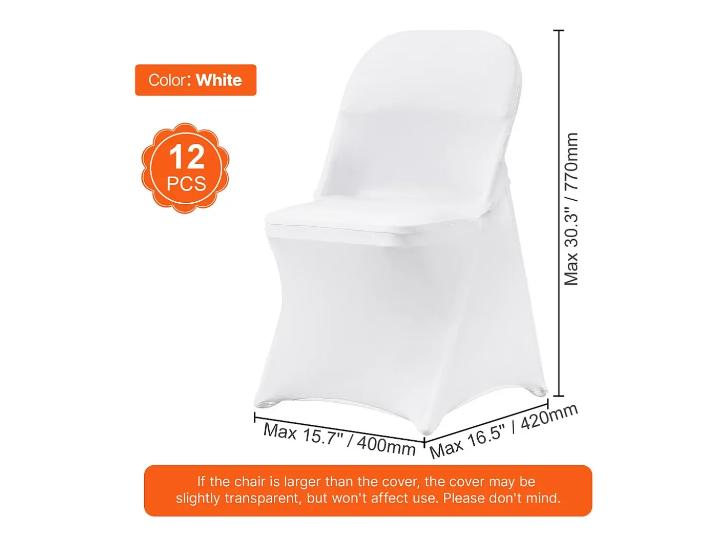 Funda de Silla SucceBuy 12 Piezas, Blanco, Fundas de Sillas Plegables en Elastano Extensible para Matrimonio y Fiesta