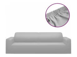 Funda elástica para sillón de 3 plazas poliéster jersey gris ES552846