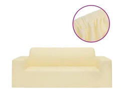 Funda elástica para sillón de 2 plazas poliéster jersey crema ES889109