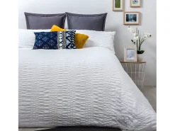 Funda Nordica SEERSUCKER BLANCO microfibra bambula Cama de 90