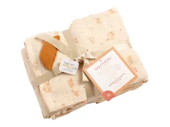 Funda nórdica de algodón beige 100x135cm y funda de almohada