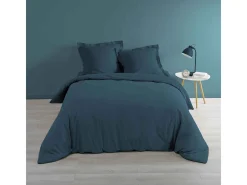Funda nórdica "Percaline" Azul 240x220cm Botones a Presión