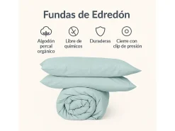 Funda nórdica verde agua 160x190/200 - 100% algodón orgánico premium