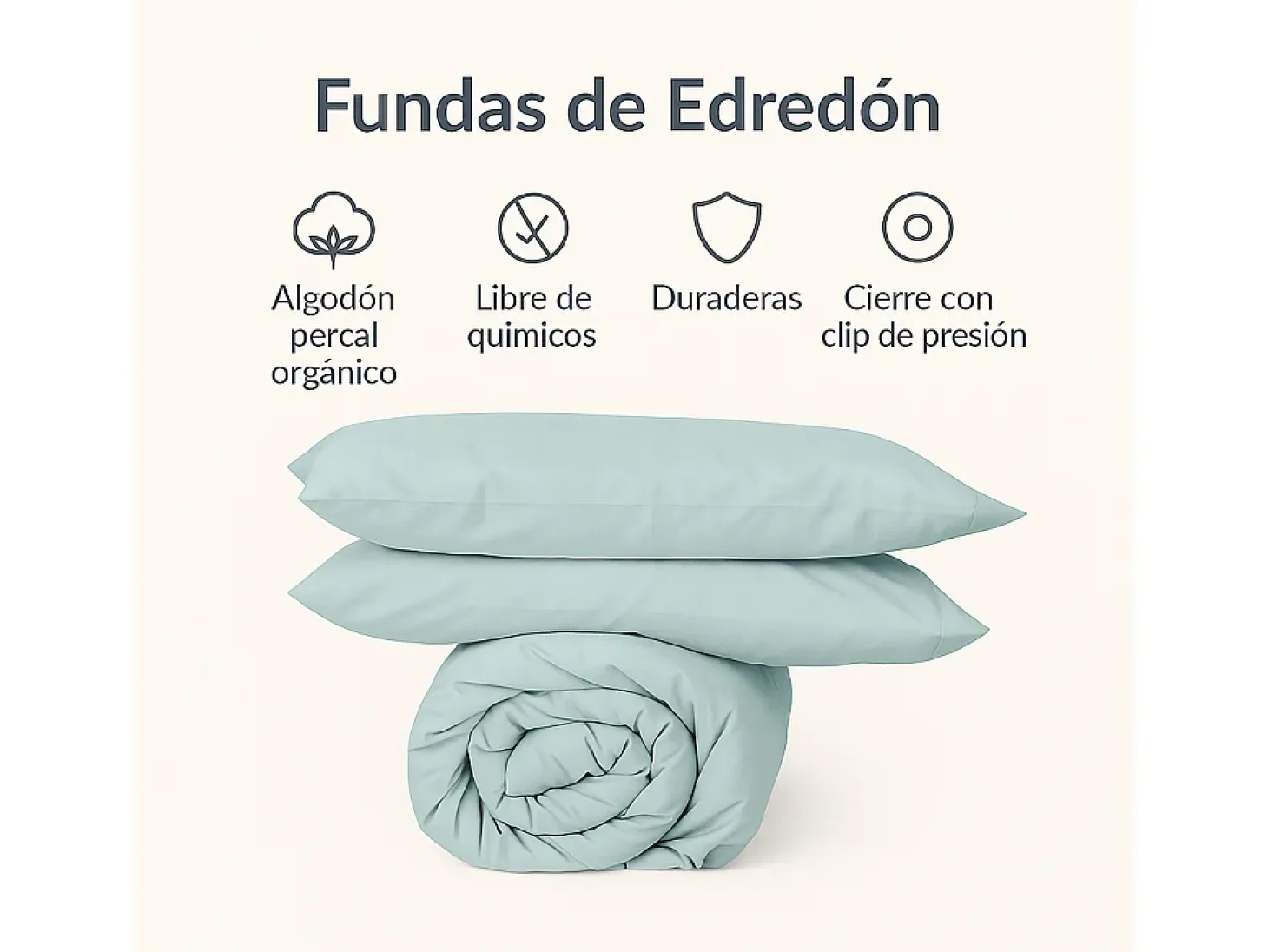 Funda nórdica verde agua 200x190/200 - 100% algodón orgánico premium