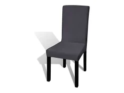 Funda para silla elástica recta 6 unidades gris antracita ES831024