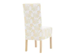 Fundas de silla elásticas 6 unidades rectas blanco y dorado ES690743