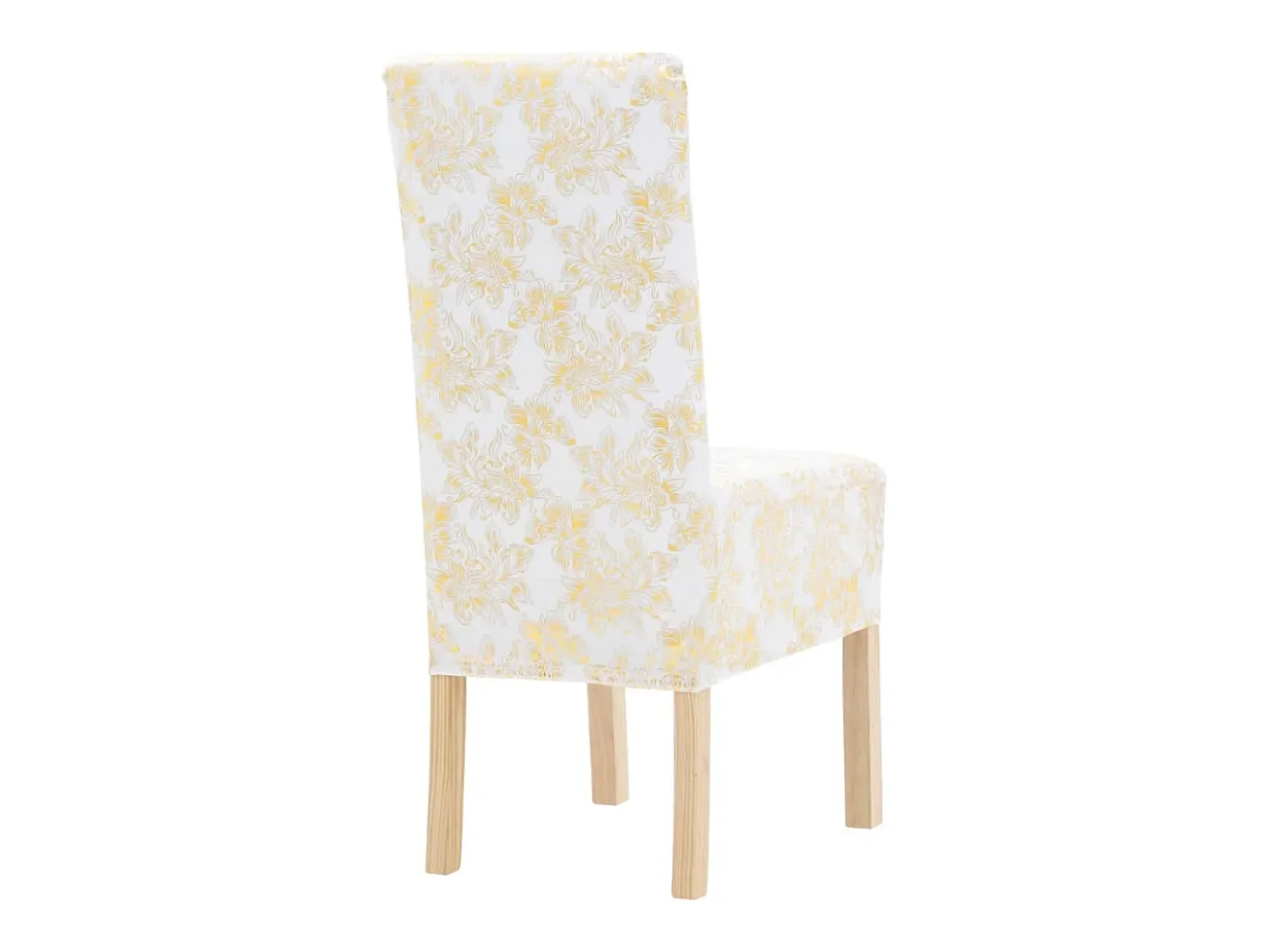 Fundas de silla elásticas 6 unidades rectas blanco y dorado ES690743