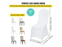 Fundas para Sillas SucceBuy Lote de 100 Fundas para Sillas Plegables de Elastano Extensible Blancas para Bodas y Fiestas