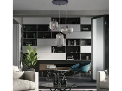 Glamour - Lámpara colgante negra con cristal espejo gris decorado y cables orientables, 3 luces