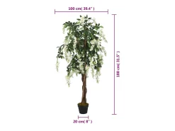 Glicina artificial 1260 hojas 180 cm verde y blanco
