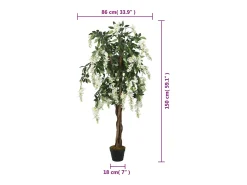 Glicina artificial 840 hojas 150 cm verde y blanco