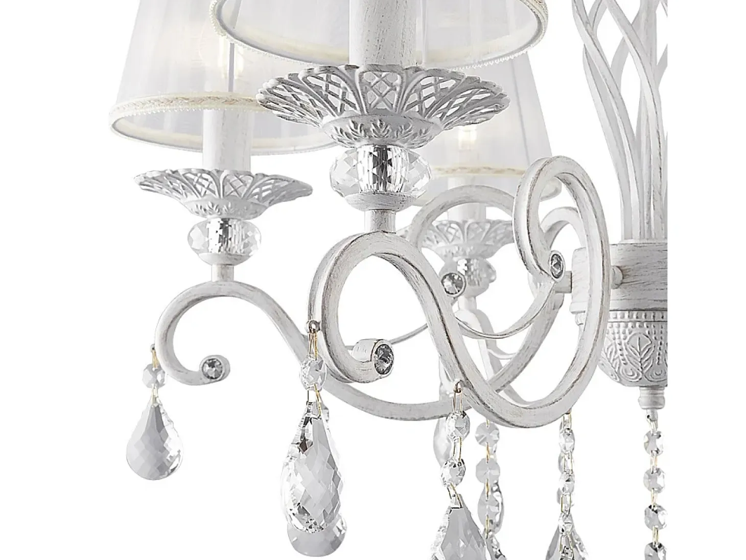 Grace Araña Blanca con Oro y Cristal, con Pantallas, 6 Luces, E14