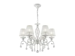 Grace Araña Blanca con Oro y Cristal, con Pantallas, 6 Luces, E14