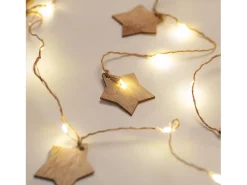 Guirnalda de Luces LED Estrella Madera con Batería 2,2m 3000K Blanco Cálido